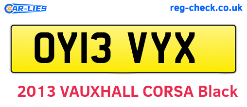 OY13VYX are the vehicle registration plates.