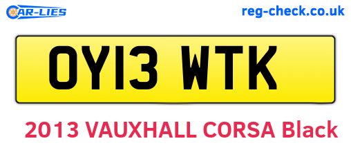 OY13WTK are the vehicle registration plates.