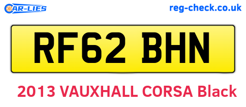 RF62BHN are the vehicle registration plates.