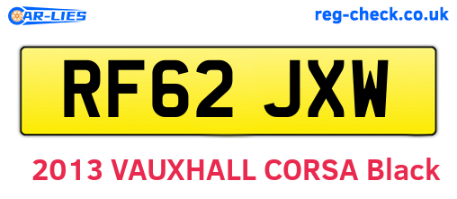 RF62JXW are the vehicle registration plates.