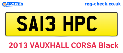 SA13HPC are the vehicle registration plates.