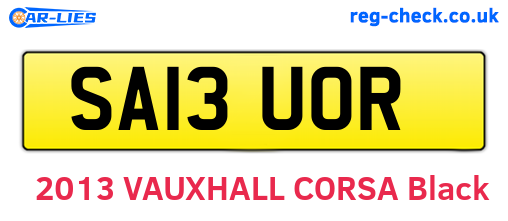 SA13UOR are the vehicle registration plates.
