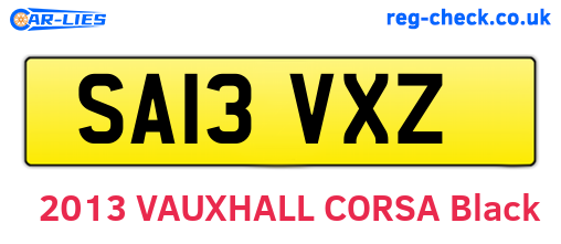 SA13VXZ are the vehicle registration plates.