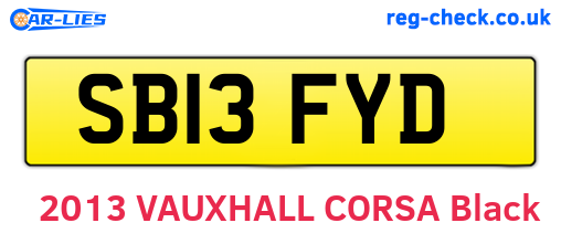 SB13FYD are the vehicle registration plates.