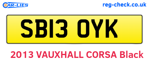 SB13OYK are the vehicle registration plates.