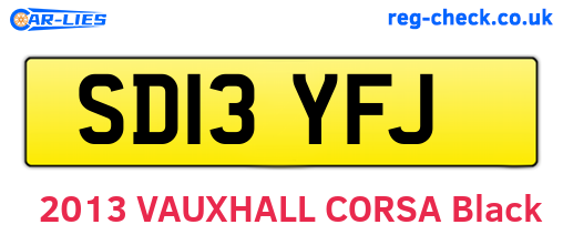 SD13YFJ are the vehicle registration plates.