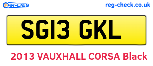 SG13GKL are the vehicle registration plates.