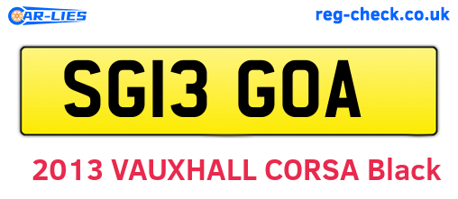 SG13GOA are the vehicle registration plates.
