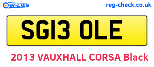 SG13OLE are the vehicle registration plates.
