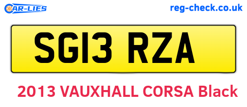 SG13RZA are the vehicle registration plates.