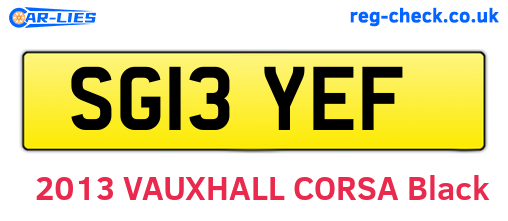 SG13YEF are the vehicle registration plates.