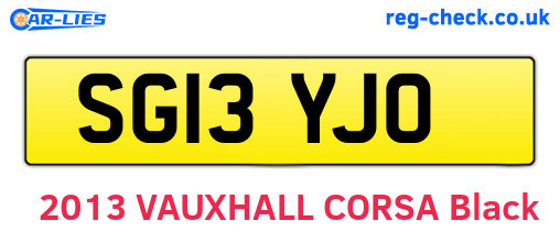 SG13YJO are the vehicle registration plates.