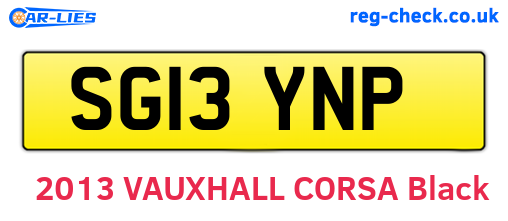 SG13YNP are the vehicle registration plates.