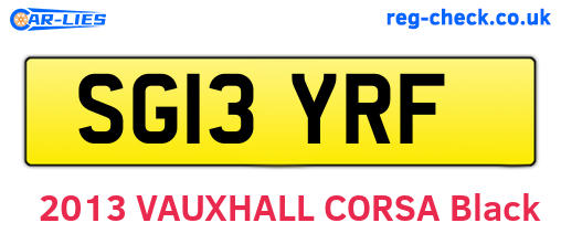 SG13YRF are the vehicle registration plates.