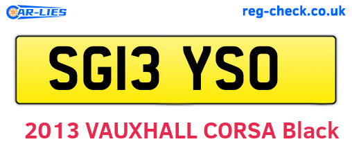 SG13YSO are the vehicle registration plates.