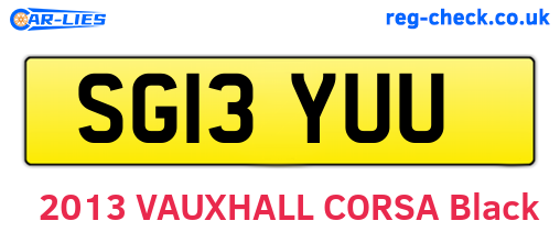 SG13YUU are the vehicle registration plates.