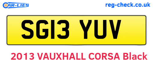 SG13YUV are the vehicle registration plates.