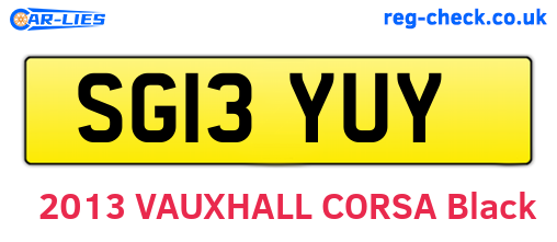 SG13YUY are the vehicle registration plates.