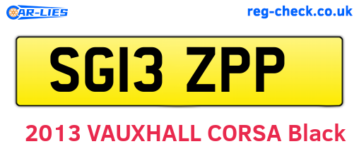 SG13ZPP are the vehicle registration plates.