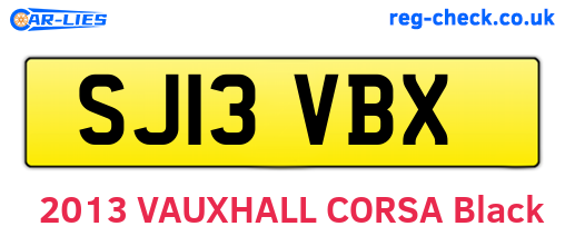 SJ13VBX are the vehicle registration plates.