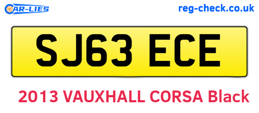 SJ63ECE are the vehicle registration plates.