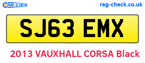 SJ63EMX are the vehicle registration plates.
