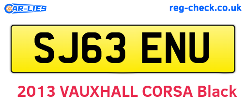 SJ63ENU are the vehicle registration plates.
