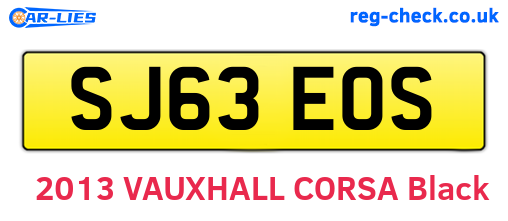SJ63EOS are the vehicle registration plates.
