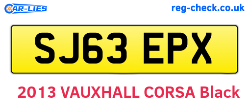 SJ63EPX are the vehicle registration plates.