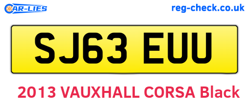SJ63EUU are the vehicle registration plates.