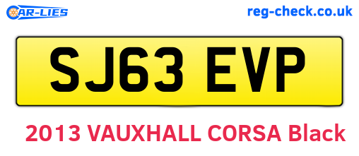 SJ63EVP are the vehicle registration plates.