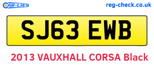 SJ63EWB are the vehicle registration plates.