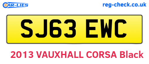 SJ63EWC are the vehicle registration plates.