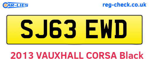 SJ63EWD are the vehicle registration plates.