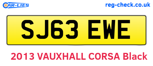 SJ63EWE are the vehicle registration plates.