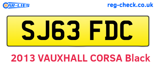 SJ63FDC are the vehicle registration plates.