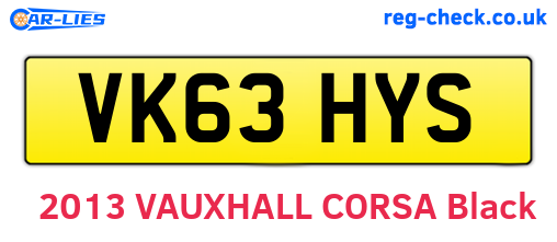 VK63HYS are the vehicle registration plates.