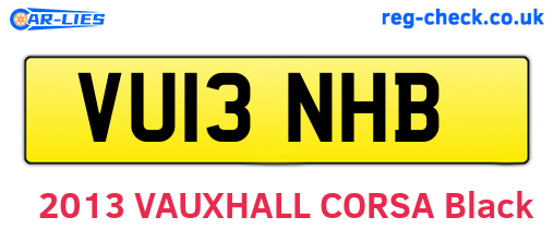 VU13NHB are the vehicle registration plates.