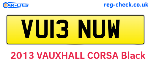 VU13NUW are the vehicle registration plates.