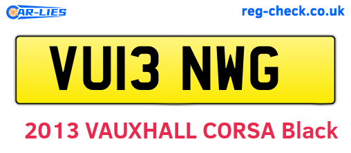 VU13NWG are the vehicle registration plates.