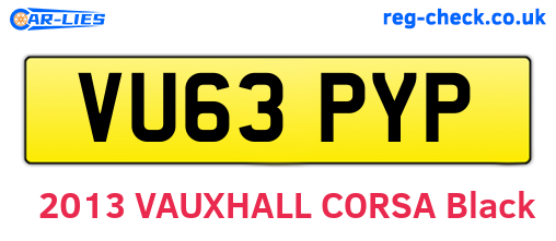 VU63PYP are the vehicle registration plates.
