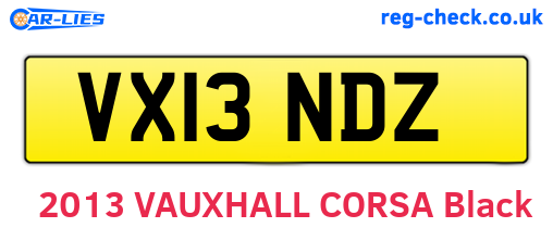 VX13NDZ are the vehicle registration plates.