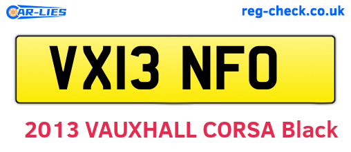 VX13NFO are the vehicle registration plates.