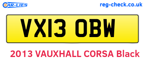 VX13OBW are the vehicle registration plates.