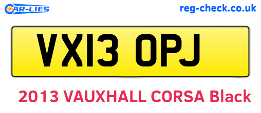 VX13OPJ are the vehicle registration plates.
