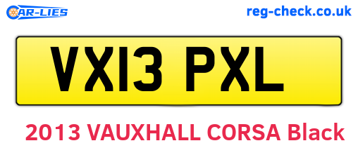 VX13PXL are the vehicle registration plates.