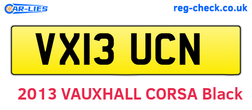 VX13UCN are the vehicle registration plates.
