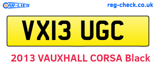 VX13UGC are the vehicle registration plates.