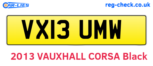 VX13UMW are the vehicle registration plates.