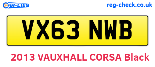 VX63NWB are the vehicle registration plates.